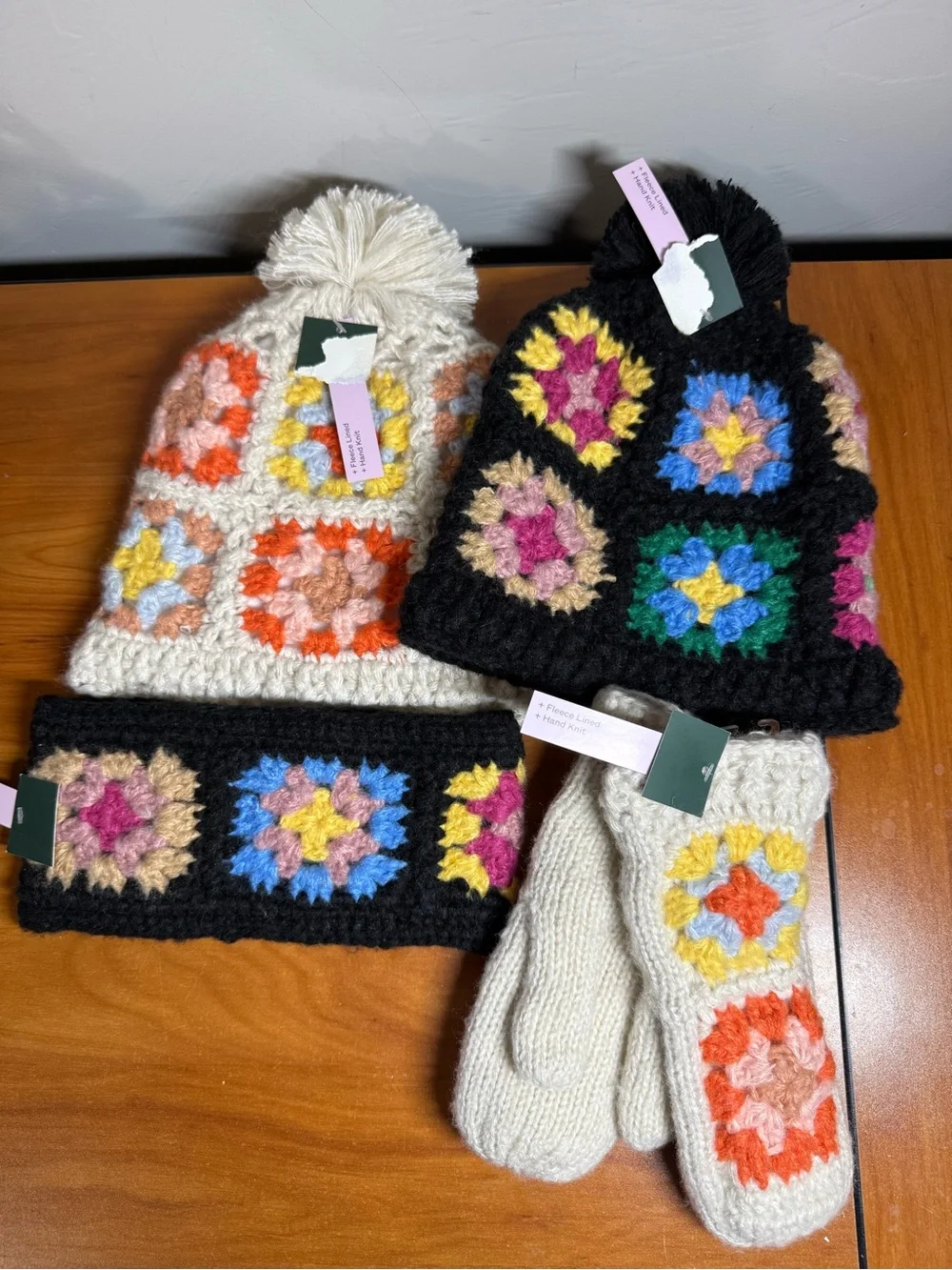Bundle NWT Wild Fable Target Granny Square Crochet Winter Hat Gloves Headbands
